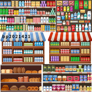 超市货架食品饮料蔬菜水果矢量素材ai/an/flash/可用MG动画飞碟说