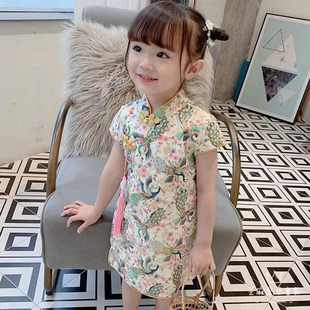 童装女童夏季儿童修身旗袍裙子小女孩公主裙中国风复古连衣裙