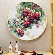 圆形钻石画满钻带框水果葡萄客厅餐厅小件十字绣2023带框手工