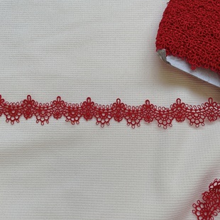 洋装旗袍花边辅料 台产精细好品质细水溶大红色宽2cm 项链花边