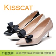 KISSCAT接吻猫2024细跟蝴蝶结42500漆皮女单鞋KA32500-10