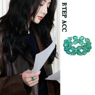 RTEP 韩国swingset迪丽热巴同款小众设计手工制水晶编织花朵戒指