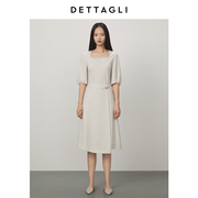 dettagli迪塔莉夏季时尚，单品白色围裹式，不对称半身裙女