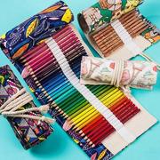 折叠式笔帘彩铅收纳包帆布笔袋美术生专用素描铅笔收纳袋卷笔袋美