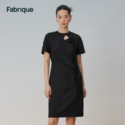 fabrique黑色新中式流苏，个性短袖旗袍连衣裙2023年秋季裙子女
