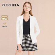 棉gegina吉吉娜2023蕾丝西装领外套，女一粒扣修身短款上衣