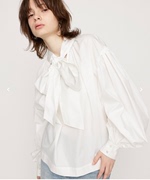 1650日单女装S家春季法式优雅纯色前后两穿蝴蝶结长袖衬衫