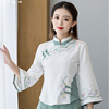 中国风民国改良旗袍女上衣2023年春季民族风，刺绣唐装棉麻衬衫