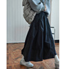 lumosdm秋冬新韩版慵懒时髦大口袋半身裙松紧，高腰休闲减龄长裙女