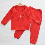 木木乐婴儿衣服新年儿童内衣套装，女童宝宝大红色秋衣秋裤纯棉薄款