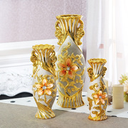 陶瓷花瓶摆件北欧创意现代简约装饰金色树桩新中式客厅高干花插花