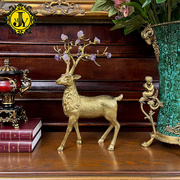 高端铜鹿摆件美式别墅法式客厅欧式电视柜酒柜玄关桌面家居装饰品