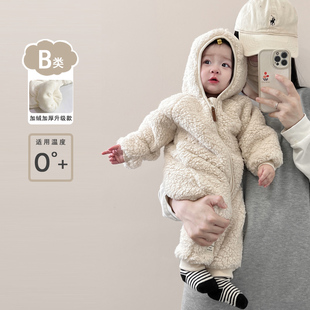 宝宝连体衣冬款可爱保暖爬服超萌婴儿，服外出服冬季加厚摇粒绒棉衣