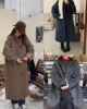 现 HELDER韩国东大门女冬季宽松连帽长袖牛角扣羊毛大衣外套