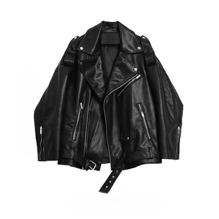 秋冬大码300斤美式复古高级黑色PU皮衣外套男长袖宽松设计感夹克
