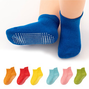 6双装儿童纯色袜子提耳婴儿船袜春秋女宝宝防滑地板袜男短袜
