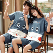 夏季韩版情侣睡衣短袖男女士纯棉可爱卡通薄款全棉家居服两件套装