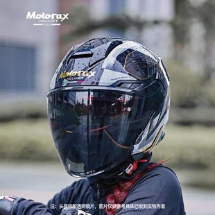 摩雷士s30四分之三盔摩托车头盔，双镜片半盔四季34盔motorax繁花