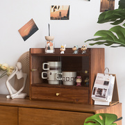 日式zakka桌面收纳柜复古实木带门防尘咖啡杯茶具家用储物整理柜