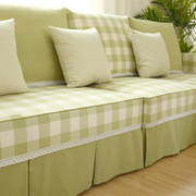 布艺格子沙发套笠全包四季可用沙发垫可定制防滑美式欧式沙发罩巾