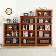 简约美式实木书柜置物架组合书架欧式办公落地书橱客厅柜子储物柜