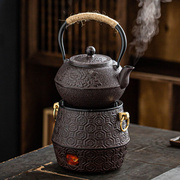 瓷牌茗茶具围炉煮茶铁壶火碳炉铸铁功夫茶具煮茶炉家用户外木炭炉