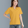 黄色纯棉polo衫短袖t恤女夏季纯色，翻领宽松显瘦正肩半袖体恤