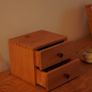全实木抽屉式收纳柜盒子储物箱樱桃，木质桌面简约原木风新中式高档