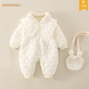 0一3月婴儿衣服秋冬女宝宝七个月网红套装，加绒连体棉衣爬服洋气九