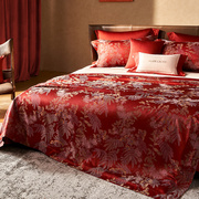 婚庆床品顶奢200s全棉长绒棉四件套，纯棉提花被套宽边被罩红色床单