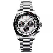 瑞士浪琴康卡斯(康，卡斯)系列，计时自动机械钢带男士手表l3.835.4.72.6