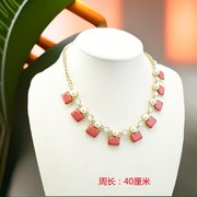 K43欧美外贸饰品宝石珍珠质感项链直播货源