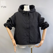 韫yun2023秋季女装带帽长袖，短款风衣韩版宽松休闲通勤短外套