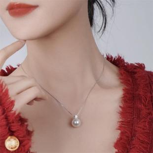 法国S925银进口珍珠单颗珍珠项链·经典款·钻石·戴妃项链