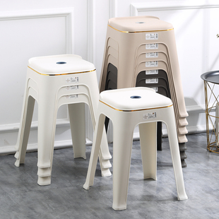 欧式熟胶塑料凳子家用加厚成人，椅子高凳现代简约餐桌椅客厅方凳