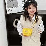 韩版女童包包时尚菱格绣线单肩斜挎包洋气，公主链条配饰小香包