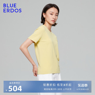 blueerdos女装春夏简约纯色简约短袖t恤女打底衫上衣夏装