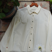 高密度长绒棉衬衣女直筒单排扣长袖常规纽扣休闲通勤改良版白衬衫