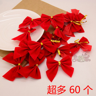 圣诞节日小蝴蝶结，圣诞节装饰品圣诞树挂件小领结，5.5cm一包12个
