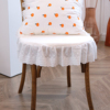 纯色绣花椅子坐垫美式欧式餐椅垫白色纯棉透气椅子套少女拆洗椅套
