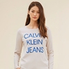 断码清仓Calvin Klein新款CK长袖女时尚字母圆领套头衫T恤棉