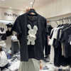 单品danpin2024夏季欧货时尚带钻背包，兔子蕾丝常规短袖t恤女