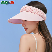 遮阳帽子女士韩版褶皱夏季空顶帽发箍户外百搭简约时尚防晒帽