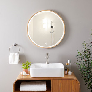 实木浴室镜带灯LED智能镜卫生间镜子壁挂镜触摸屏洗手间镜厕所镜