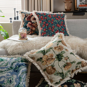 美式复古彩色图案提花抱枕套客厅沙发靠垫酒店床头靠背样板间软装