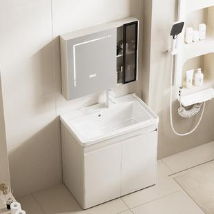 不锈钢浴室柜落地式小户型阳台洗衣柜组合带一体搓衣板陶瓷洗衣盆