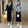 早秋两件套装连帽卫衣女，休闲时尚穿搭配开叉半身裙春秋一整套