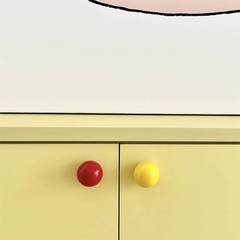 儿童房拉手柜门可爱彩色圆球陶瓷拉手圆形抽屉衣柜纽扣单孔把手