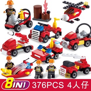男孩子益智拼装积木玩具，儿童城市消防军事坦克，小颗粒模型摆件礼物