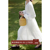 美丽的皇帝 雅赛尔纤维法式白色v领连衣裙2023夏季高腰蛋糕裙